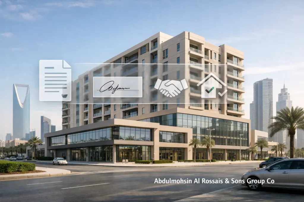 modern residential and commercial buildings in Saudi Arabia representing rental contracts and property leasing through Ejar system