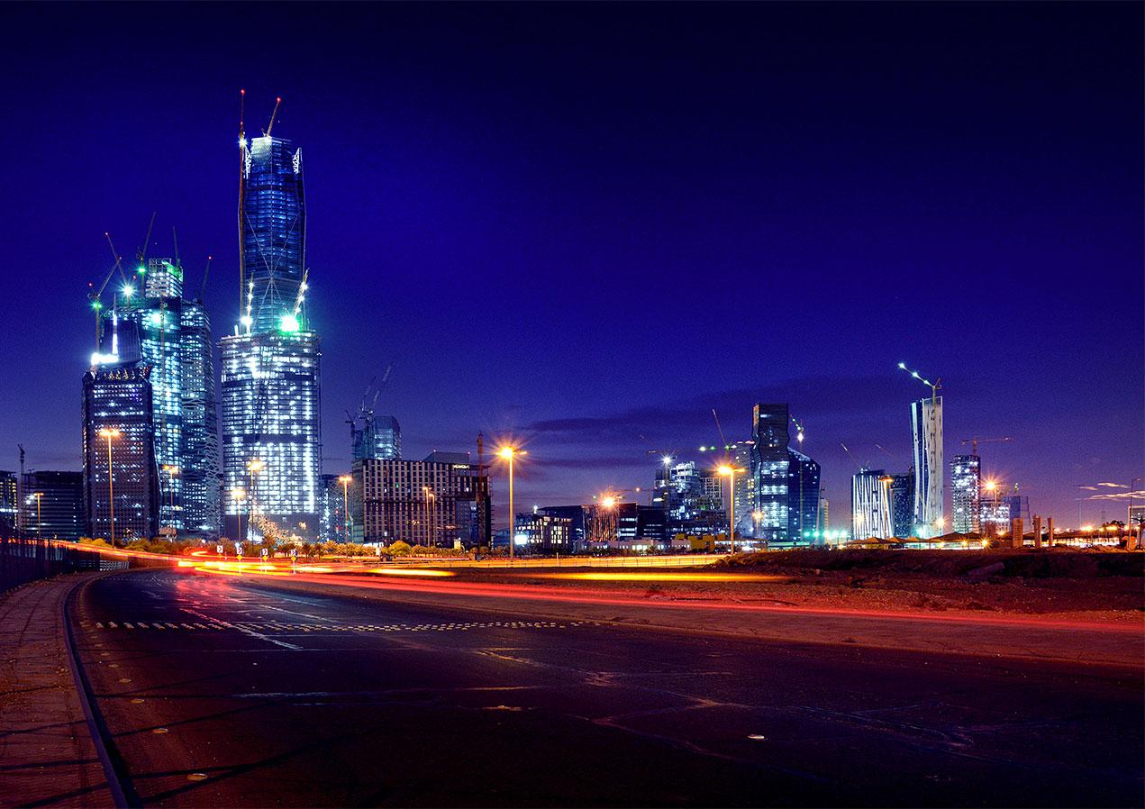 Riyadh skyline at night Saudi Arabia real estate growth Vision 2030 future property market