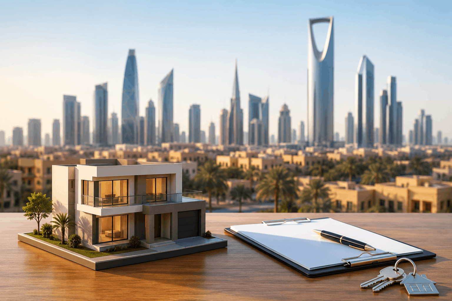 Modern real estate rental system in Saudi Arabia featuring digital property leasing, Ejar rental agreements, and luxury residential development in Riyadh