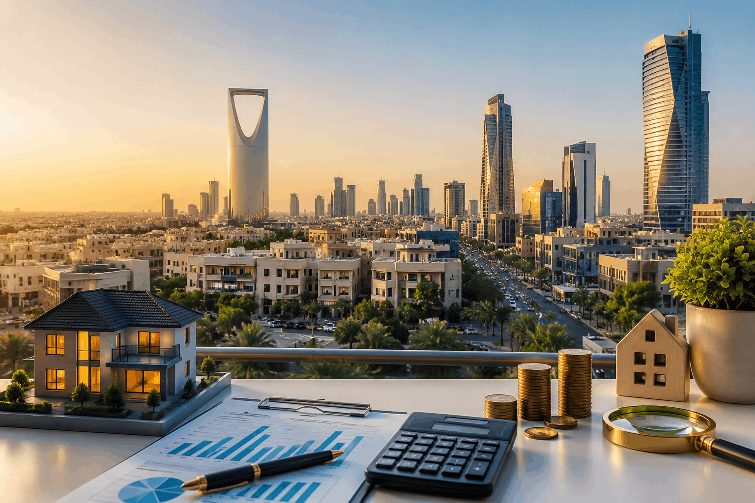 نصائح الاستثمار العقاري في الرياض مع مشهد حديث لأبراج الرياض وفرص الاستثمار العقاري في السعودية 2026