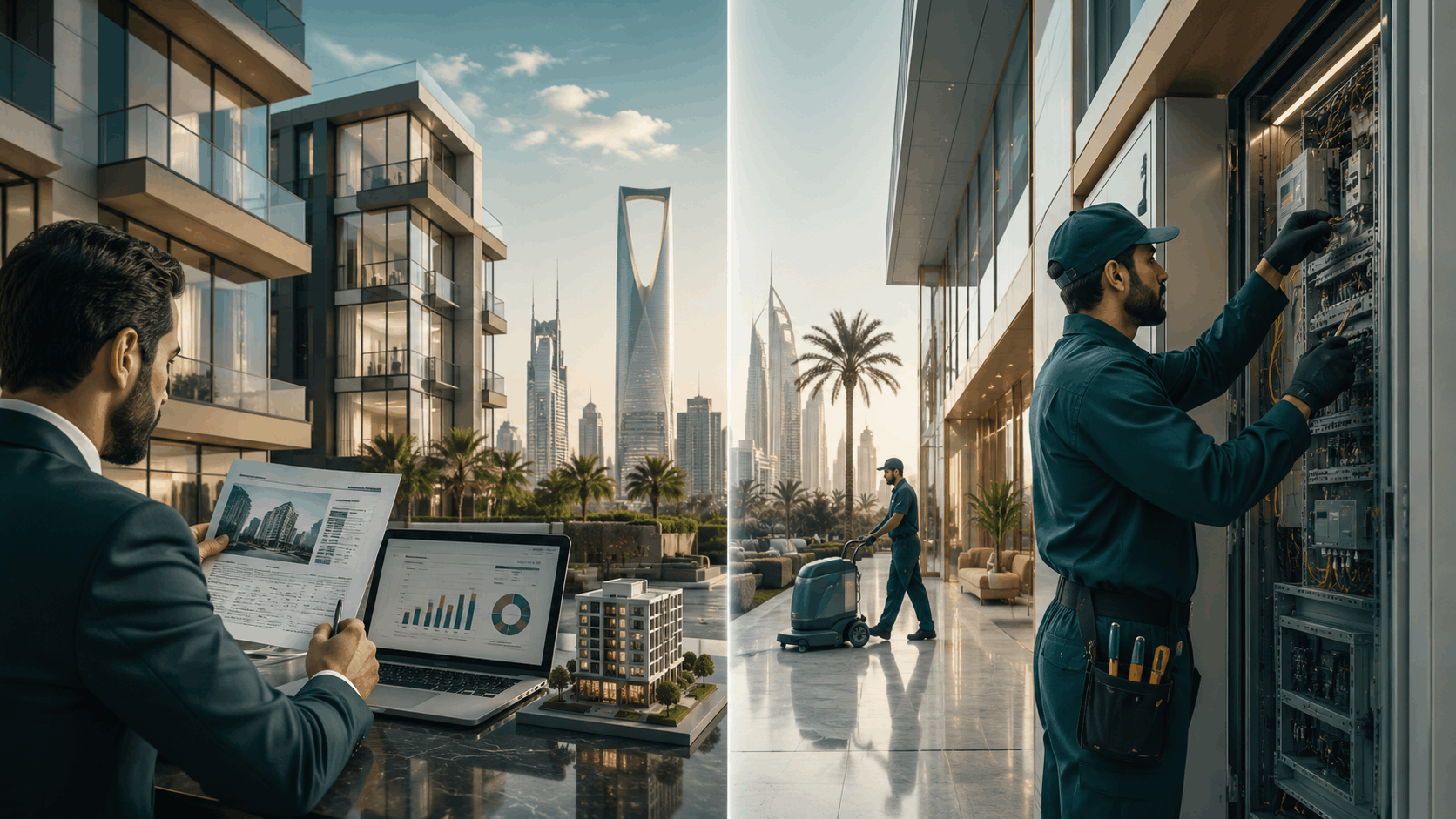 Property management and facility management services for residential and commercial buildings in Riyadh