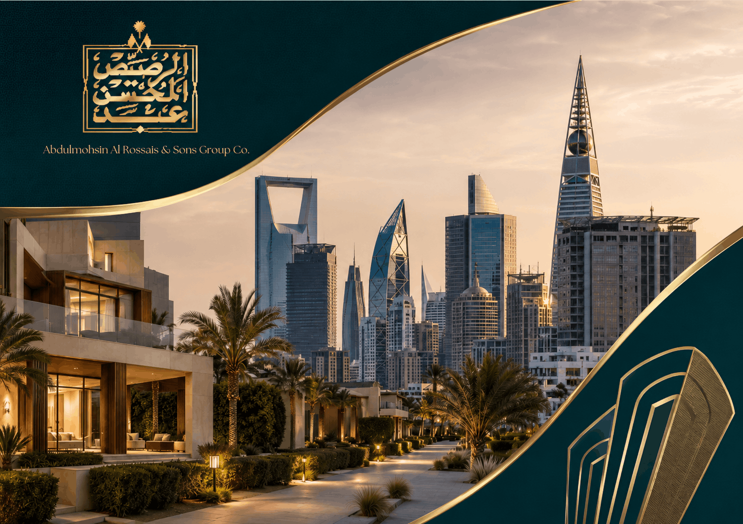 Real estate platform in Saudi Arabia with Abdulmohsin Al Rossais & Sons Group Co. and Riyadh skyline