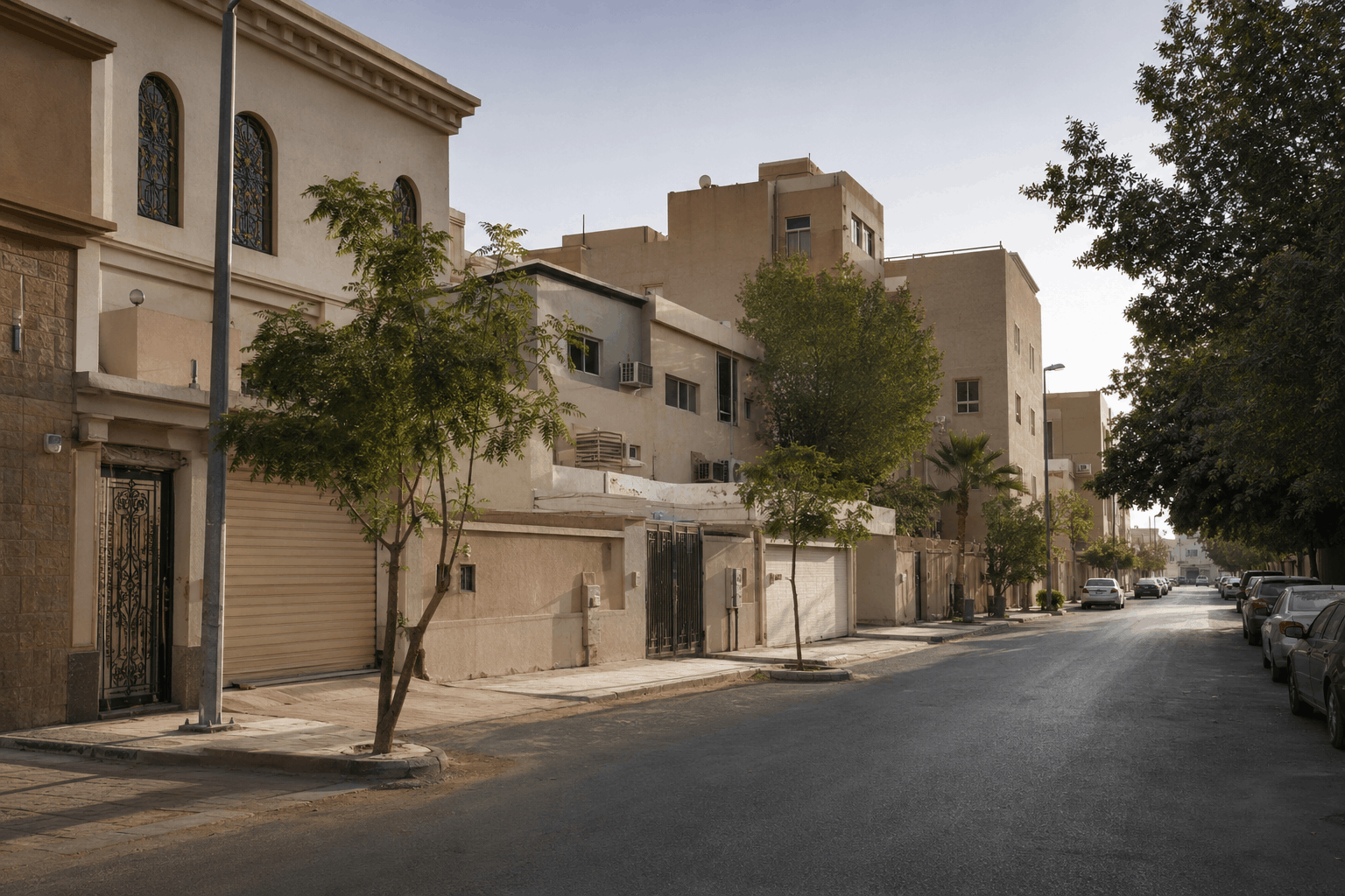 شارع سكني ومبانٍ في حي الملز وسط مدينة الرياض