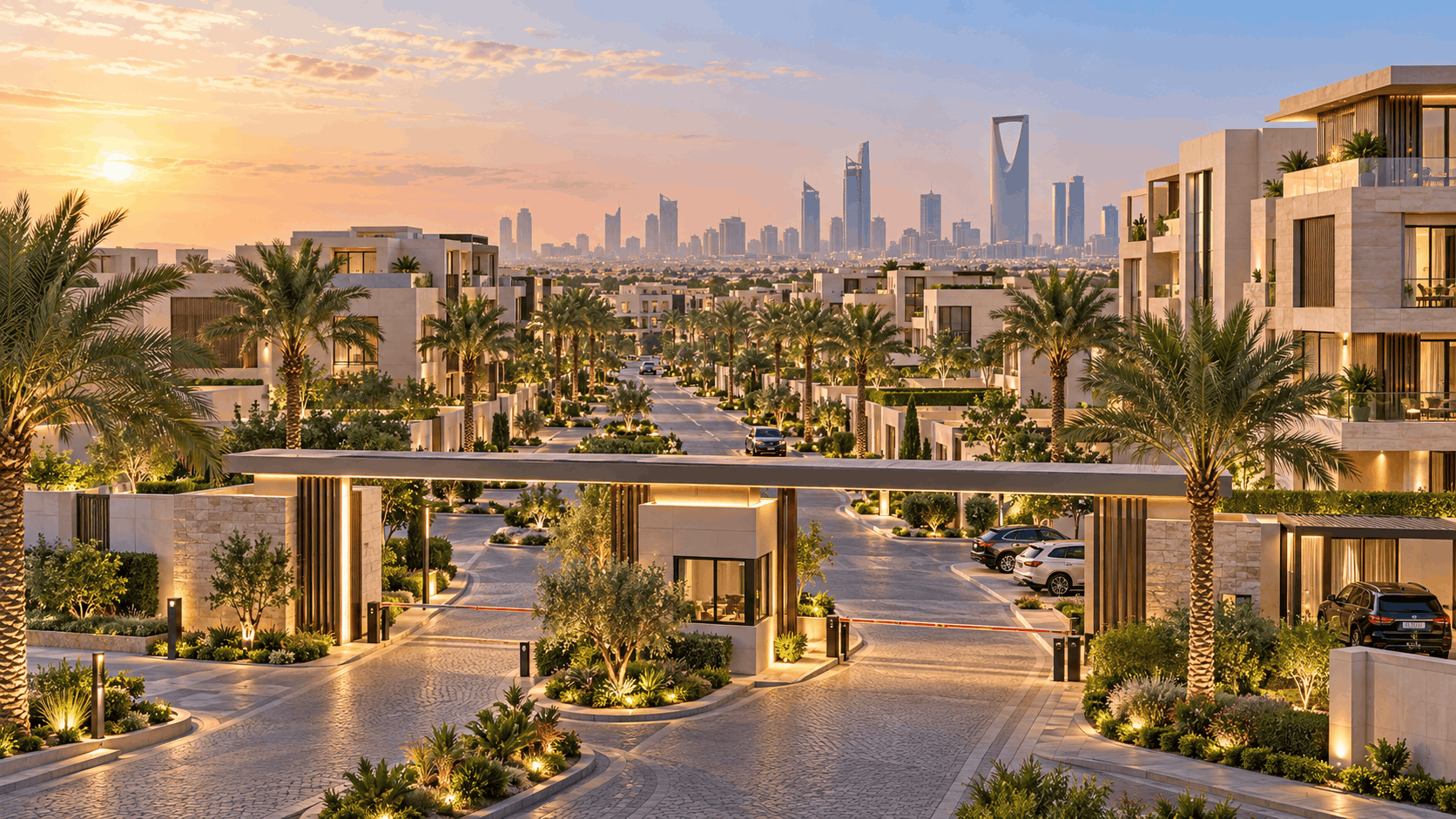 Compounds in Riyadh: a gated residential compound with homes, shared facilities and controlled entry
